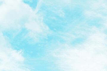Blue pastel sky with white cloud. Beautiful sky in the morning. Freedom of life, New life beginning and Positive thought and energy concepts.