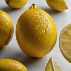 A single bright yellow lemon with a smooth and shiny surface against a white background.