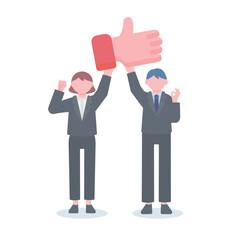 グッドマークを掲げるビジネスパーソン