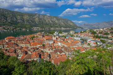 Kotor, Montenegro. The Bay of Kotor is one of the most beautiful places on the Adriatic Sea, with a preserved Venetian fortress, old small villages, medieval towns and scenic mountains.