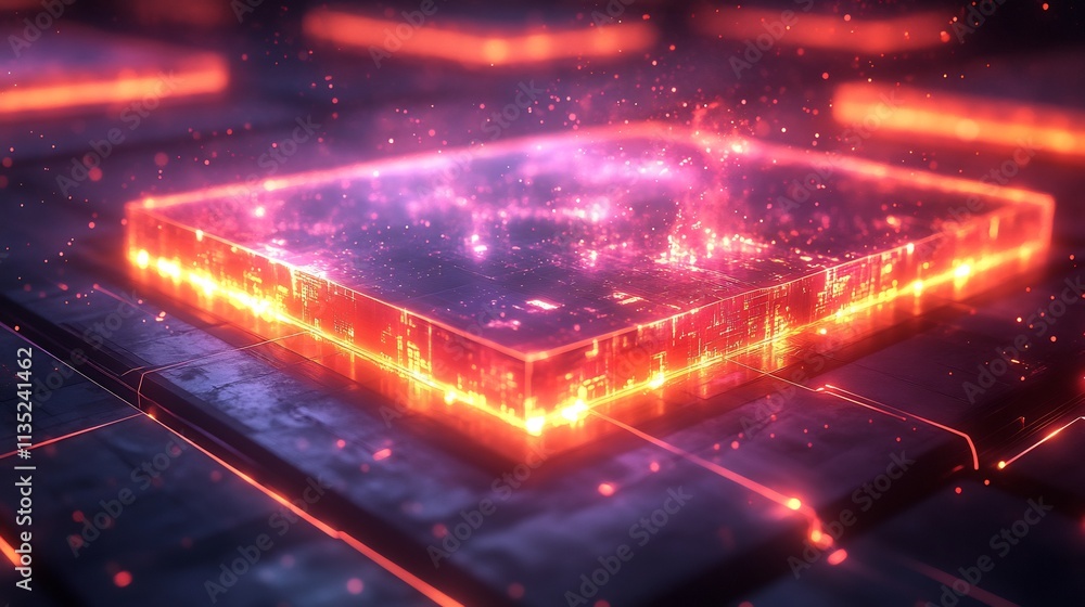 Poster 3d rectangular health data layers transparent glow interactive nodal highlights futuristic effect fo