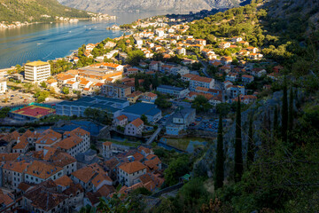 Kotor, Montenegro. The Bay of Kotor is one of the most beautiful places on the Adriatic Sea, with a preserved Venetian fortress, old small villages, medieval towns and scenic mountains.