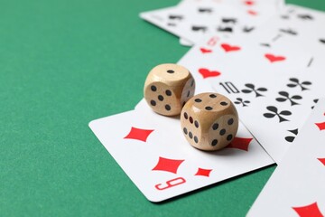 Playing cards with cubes. Gambling concept