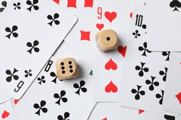 Playing cards with cubes. Gambling concept