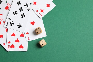 Playing cards with cubes. Gambling concept