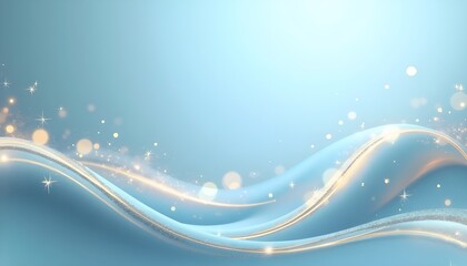 A soft sky blue background with smooth glowing fluid waves
