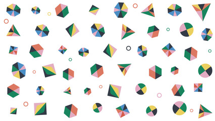 Abstract geometrical shapes with stones and gems, colorful vector illustration.