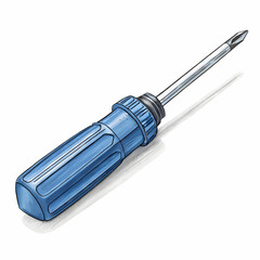 Fototapeta premium A blue screwdriver, typically used for manual tasks, features a durable
