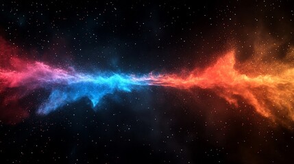 Obraz premium Abstract cosmic nebula with blue and orange energy streams in space.