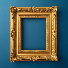 A golden frame adds elegance and luxury to any artwork or photo, featuring a rich