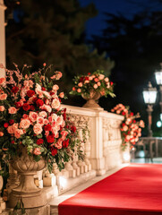 Elegant Red Flower Arrangement at Classic Villa