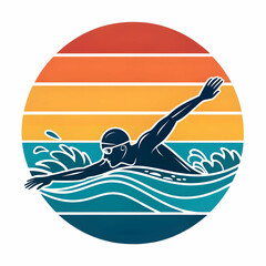 A gradient swimming logo template features smooth color transitions