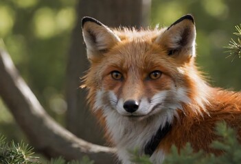 Fototapeta premium The Red Fox,Vulpes vulpes.A Red Fox Blends with Jungle Serenity