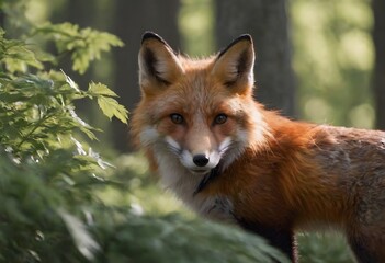 The Red Fox,Vulpes vulpes.A Red Fox Blends with Jungle Serenity