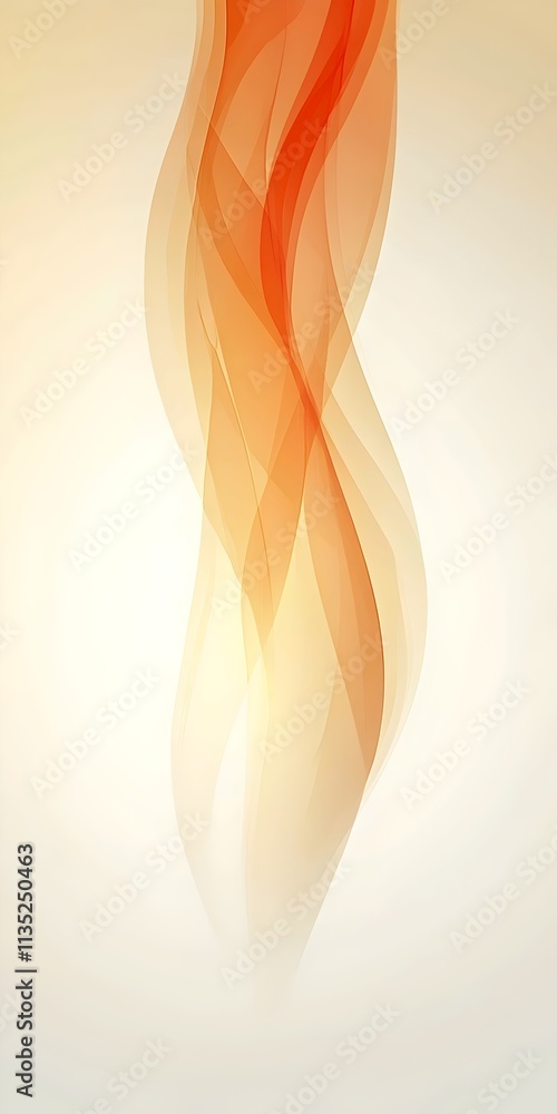 Poster an abstract design featuring flowing orange and cream waves on a soft background, creating a sense o