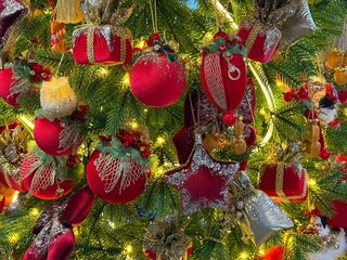 Christmas tree decorated xmas ornaments 