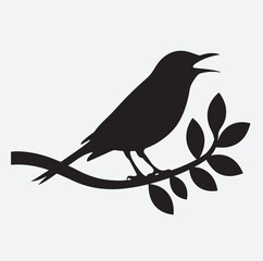 A bird silhouette vector art illustration , bird on a branch