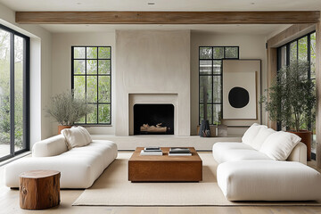 Farmhouse interior design of modern living room.