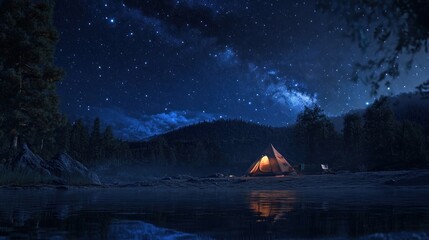 Night Camping Under the Milky Way
