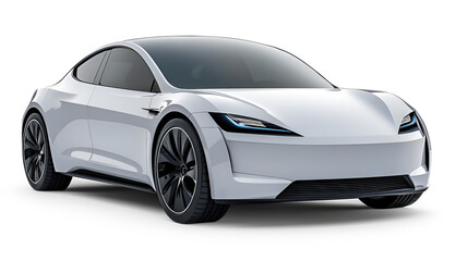 Electric car in concept, EV car isolated on white background, image ai generate	
