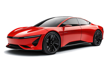 Electric car in concept, EV car isolated on white background, image ai generate	
