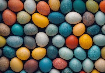Obraz premium Colorful collection of decorative eggs for Spring celebration festivities