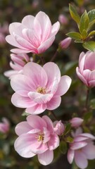 Delicate pink magnolia blossoms, soft petals, vibrant spring bloom, nature, plant, flower power