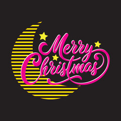 Merry Christmas t-shirt design on black background