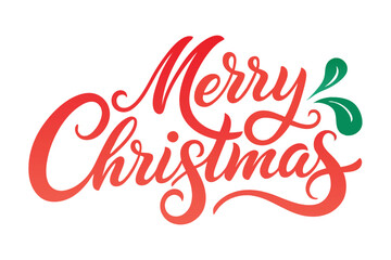 Merry Christmas calligraphy on white back ground