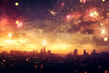 fireworks over city