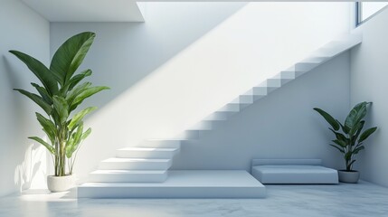 Modern Minimalist Interior with Staircase