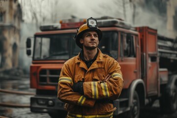 Firefighter in Action, Ready to Serve