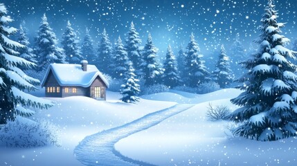 Snowy Cabin Winter Wonderland