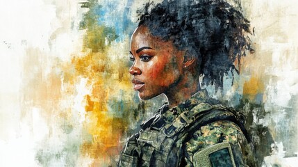 Portrait of a Soldier in Watercolor Art