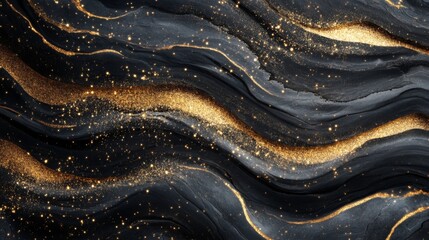 Luxurious Black and Gold Abstract Art