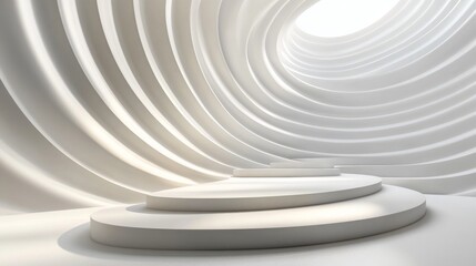 Obraz premium Futuristic Spiral Staircase in Abstract Interior