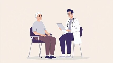 Capturing the Essence of a Senior Male Doctor Engaging with an Asian Male Patient in a Moment of Happiness and Compassion