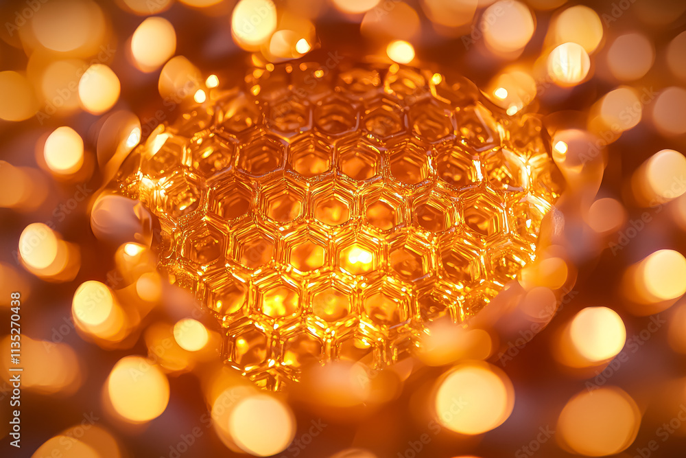 Poster close up of a golden object with a lot of light shining on it. the object is surrounded by a lot of 