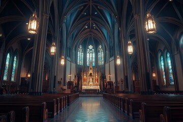 Majestic Gothic Church Interior