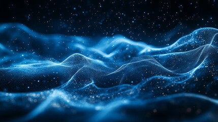 Futuristic Blue Wave Particles