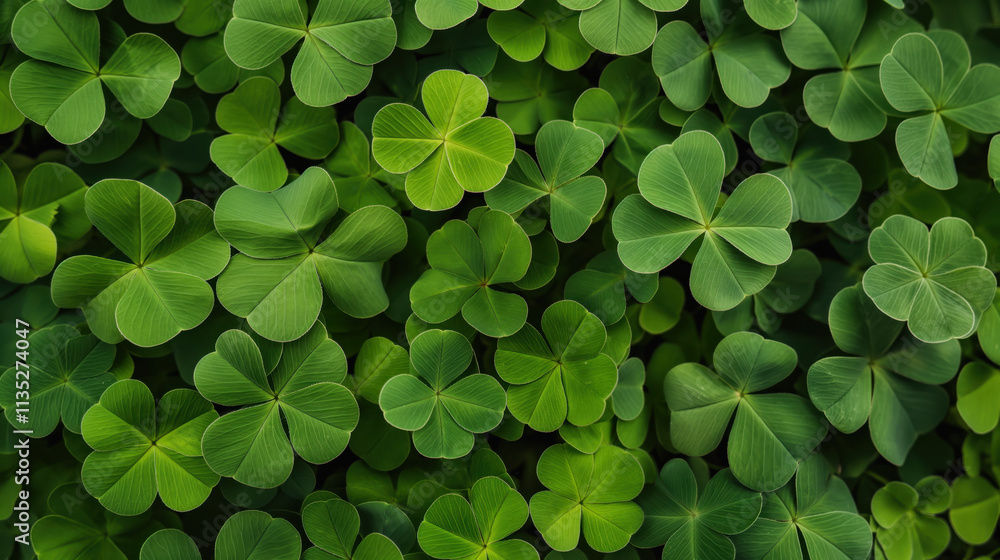 Wall mural Lush green clovers spread across the ground, representing the spirit of St. Patrick's Day and its traditions