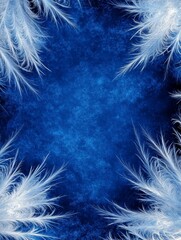 Obraz premium Winter Frost Design - Blue background, white frost, winter scene, icy texture, abstract art. Symbolizes: cold, serenity, beauty, fragility, winter.