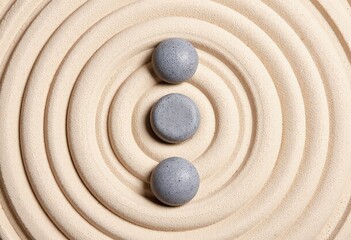 zen stones in the sand