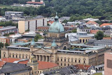 Leipzig, Blick vom Uni-Hochhaus auf das Bundesverwaltungsgericht