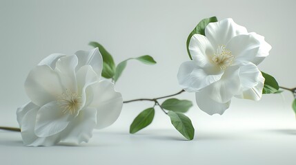 A simple camellia flower placed on a clean white background