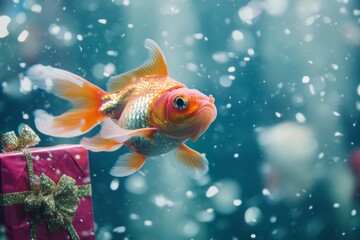 Goldfish with new year gift.