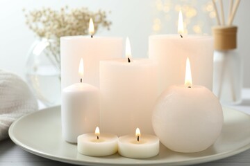 Beautiful composition with candles on the table