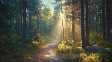 Naklejka premium morning in the forest