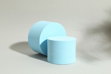Props for product photography. Different podiums on a gray background