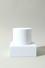 Props for product photography. Different podiums on a gray background
